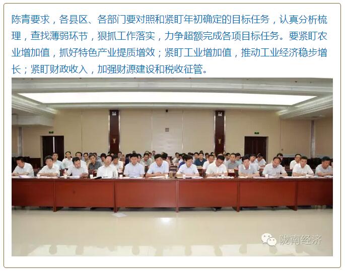 陳青在市政府全體會議上強調(diào)：緊盯一個目標抓好九大任務落實強化三項保障，確保全市經(jīng)濟社會持續(xù)快速發(fā)展